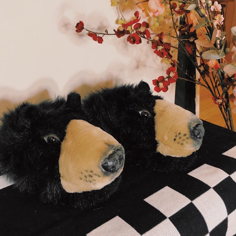Black Bear Head Slippers